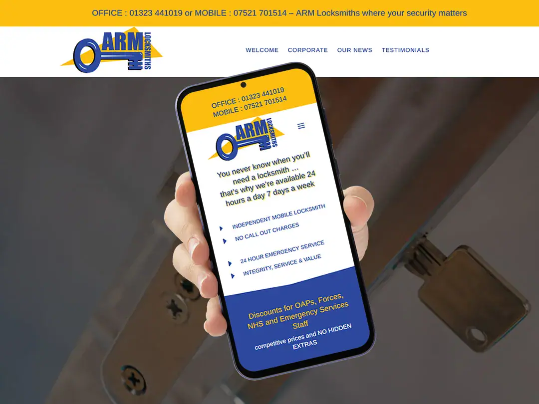 ARM Locksmiths responsive website design by mdsign