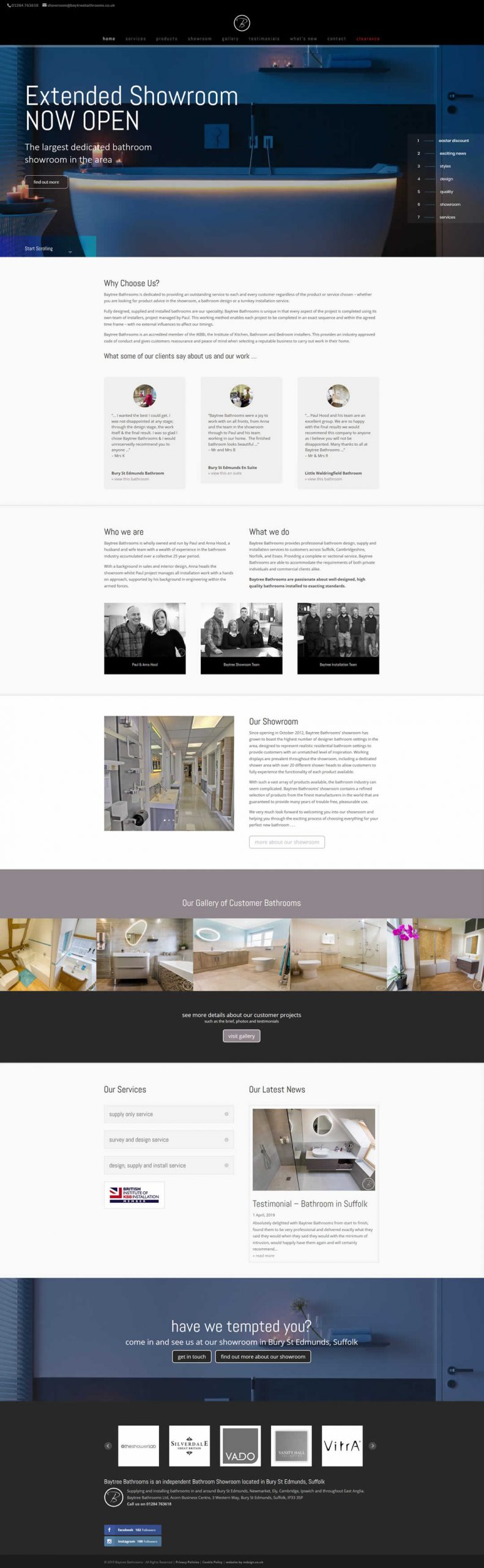 Baytree Bathrooms website design by mdsign