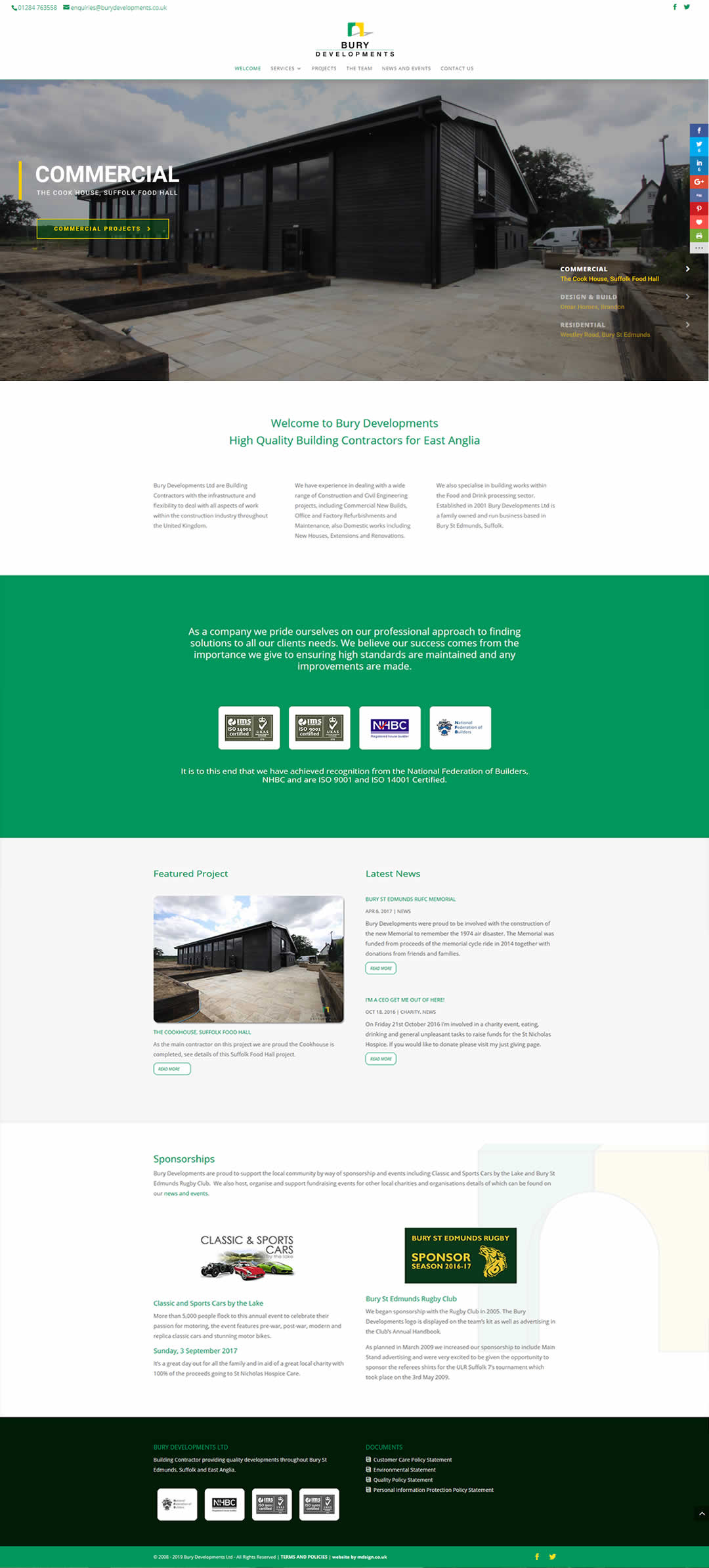 Bury Developments website design by Mdsign Website Design