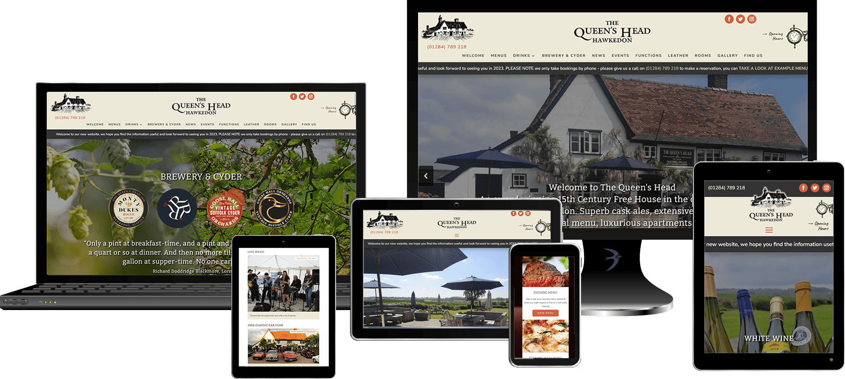 Hawkedon Queen Pub website redesign by Mdsign