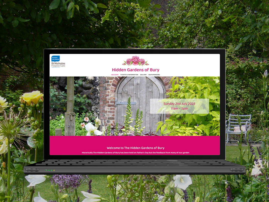 Hidden Gardens of Bury Charity website by Mdsign