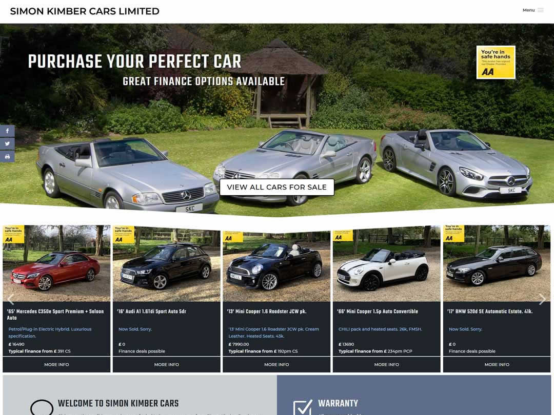 Kimber Cars website design