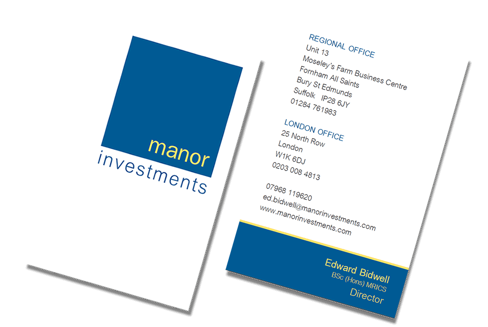 Manor Investments business cards
