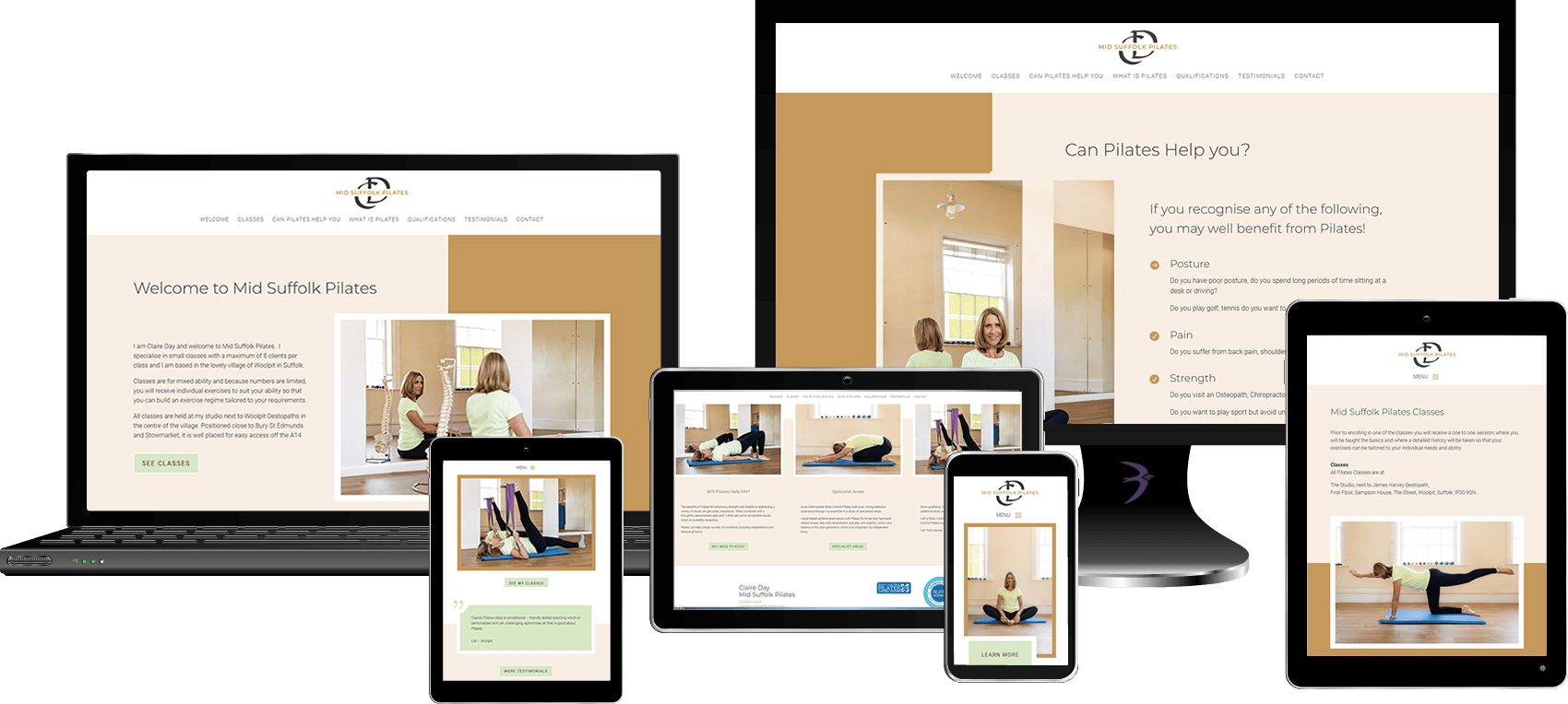 Mid Suffolk Pilates website redesign by Mdsign