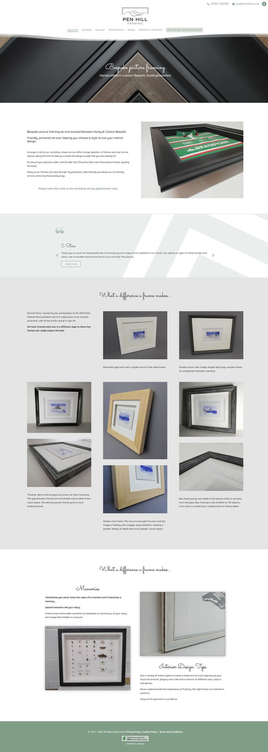 Pen Hill Framing website design by Mdsign