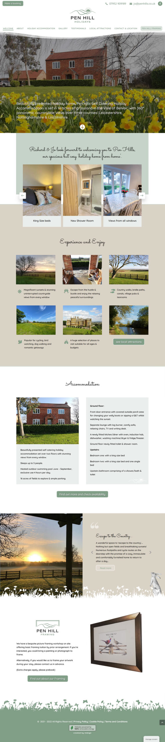 Pen Hill Holidays and Framing website design by Mdsign